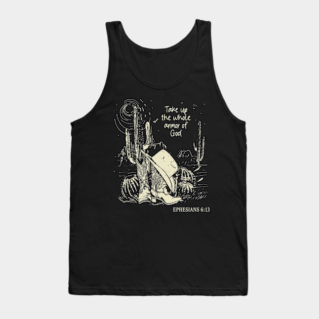 Take Up The Whole Armor Of God Hat Cowgirl Western Tank Top by Terrence Torphy